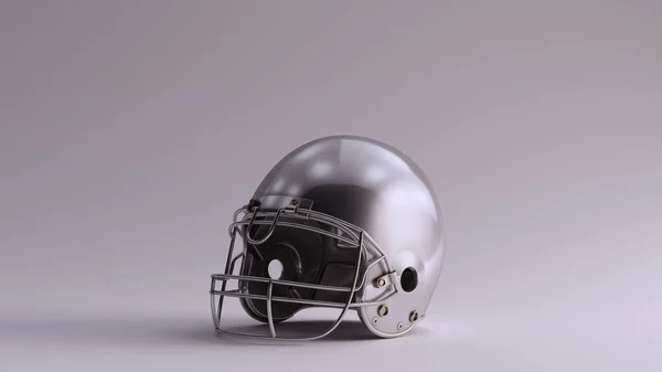 Silver American Football Helmet Illustration Rendering — Stok Foto