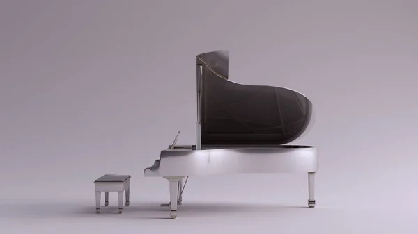 Silver Grand Piano Ilustrace Vykreslení — Stock fotografie