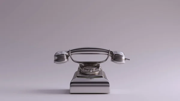 Stříbrný Vintage Telefon Přední Pohled Ilustrace Vykreslení — Stock fotografie