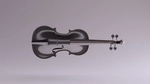 Violín Plata Arco Cuartos Vista Izquierda Ilustración Render —  Fotos de Stock