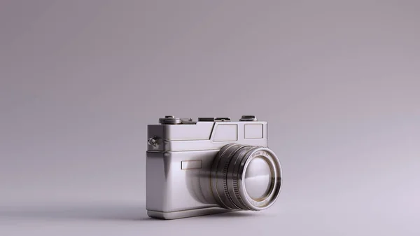 Silver Vintage Kamera Med Justerbara Objektiv Illustration Render — Stockfoto