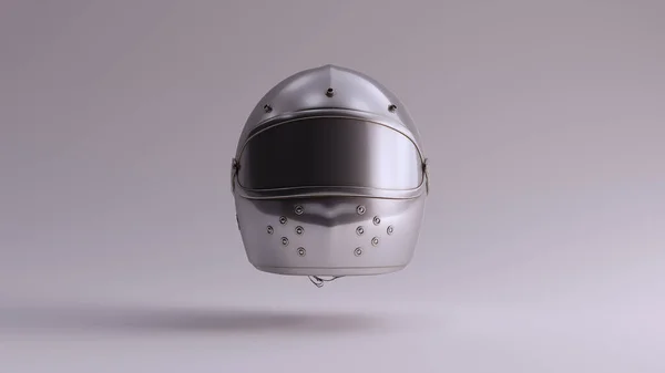 银色摩托车头盔3D插图3D渲染 — 图库照片