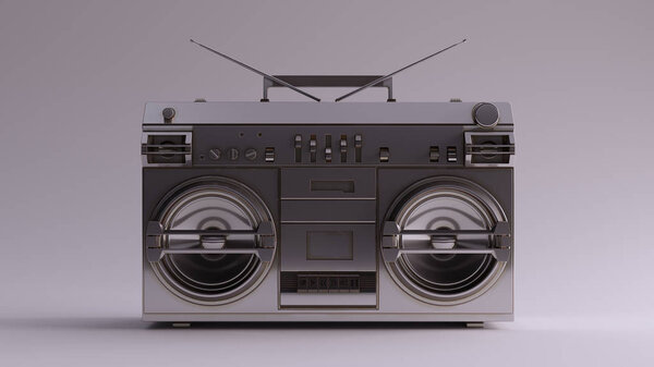 Silver Retro Boombox 3d illustration 3d render