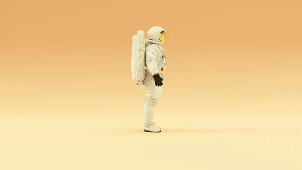 Αστροναύτης Gold Visor Και White Spacesuit Ζεστό Φόντο Κρέμα Ζεστό — Φωτογραφία Αρχείου