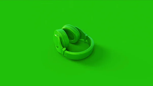 グリーンヘッドフォン3Dイラスト 3Dレンダリング — ストック写真