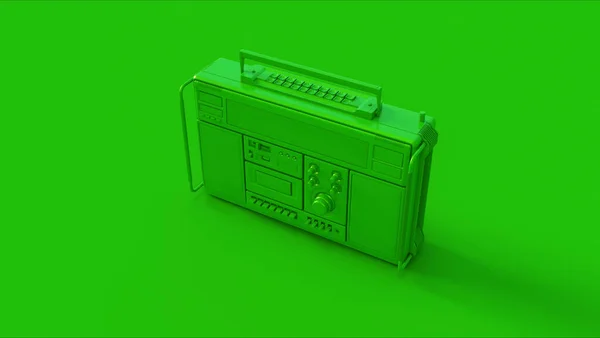Зеленый Retro Boombox Иллюстрация Рендер — стоковое фото