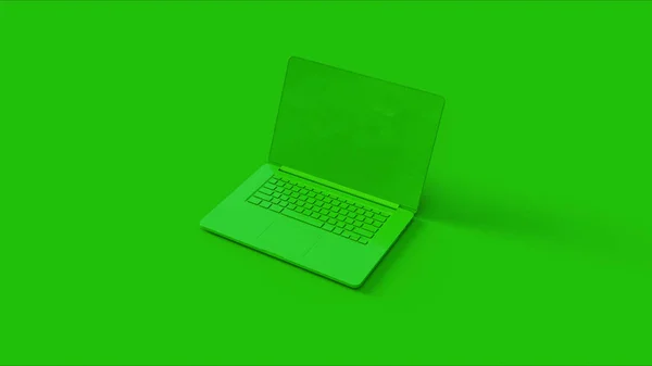 緑のラップトップ3Dイラスト 3Dレンダリング — ストック写真