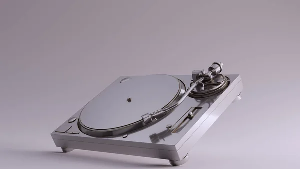 Prata Vintage Turntable Record Player Ilustração Render — Fotografia de Stock