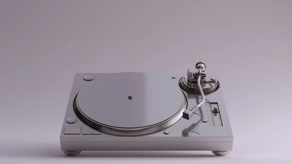 Silver Vintage Turntable Record Player Illustration Render — Stock Photo, Image