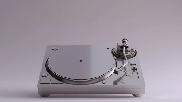 Silver Vintage Vändbar Record Player Illustration Render — Stockfoto