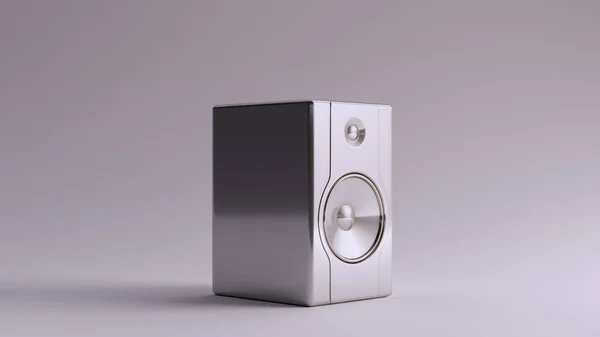 Silver Modern Desktop Speaker Ilustração Render — Fotografia de Stock