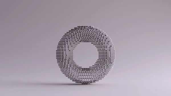 Stříbrný Torus Kobliha Vyrobena Spousty Malých Kostek Vizuálním Aliasing Stroboskopický — Stock fotografie