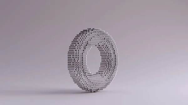 Silver Torus Donut Made Out Lots Small Cubes Visual Aliasing — Stok Foto