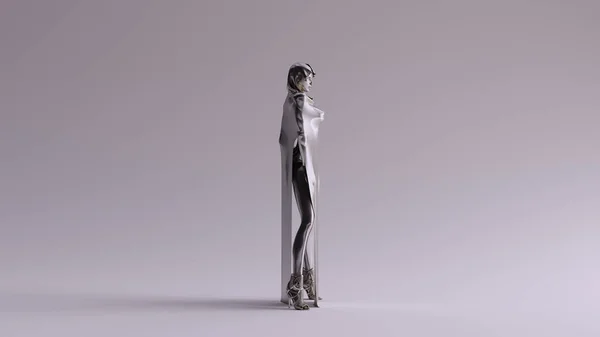 Futurisztikus Egy Magas Csípő Magas Leg Split Ruha Illusztráció Render — Stock Fotó