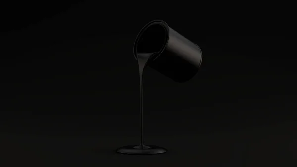 マットブラックペイントから出す黒サテンペイント錫3Dイラスト3Dレンダリング — ストック写真
