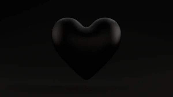 Large Black 3d Heart Icon Black Background 3d illustration 3d render