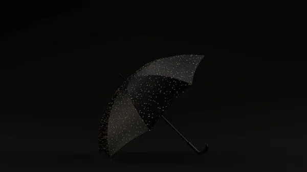 Guarda Chuva Preto Com Ouro Gotas Chuva Preto Fundo Ilustração — Fotografia de Stock