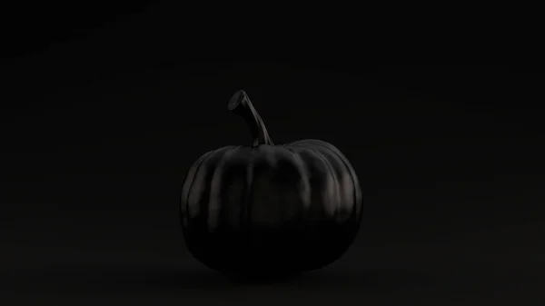 Black Pumpkin Gourd Black Background Illustration Render — Stock Photo, Image