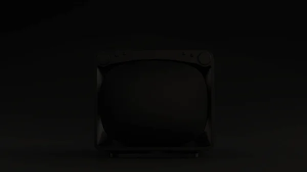 Μαύρο Vintage Square Τηλεόραση Μαύρο Φόντο Δεξιά Προβολή Εικόνα Καθιστούν — Φωτογραφία Αρχείου
