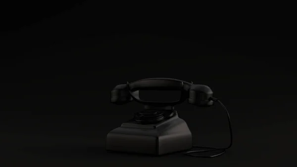 ブラックヴィンテージ電話ブラック背景3Dイラスト3Dレンダリング — ストック写真