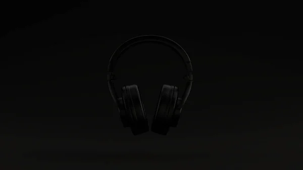 Auriculares Lujo Negro Auriculares Fondo Negro Ilustración Render —  Fotos de Stock