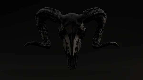Black Ram Skull Black Sfondo Frontale Visualizza Illustrazione Rendering — Foto Stock