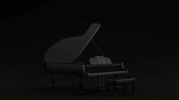 Černé Grand Piano Ilustrace Vykreslení — Stock fotografie