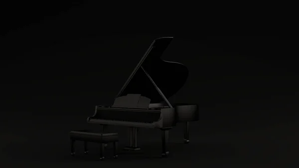 Negro Grand Piano Ilustración Render —  Fotos de Stock