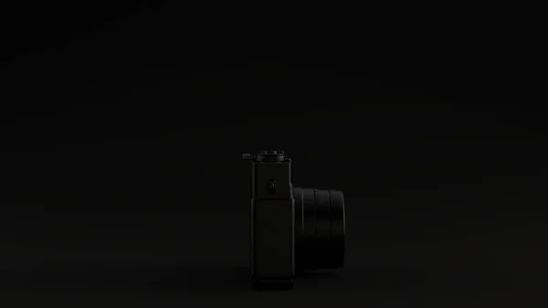 調節可能なレンズ3Dイラスト3Dレンダリングを備えた黒のヴィンテージカメラ — ストック写真