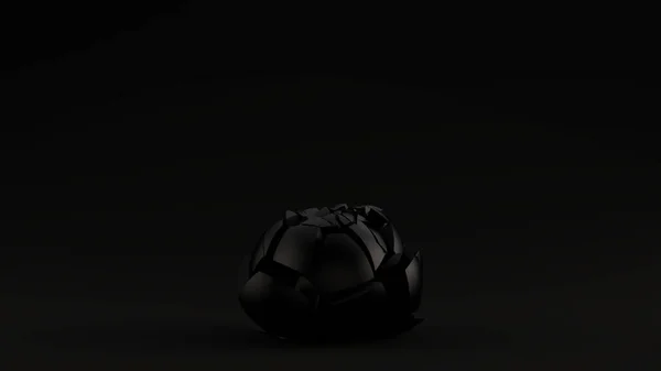 Black Cracked Sphere Illustration Render — Stok Foto