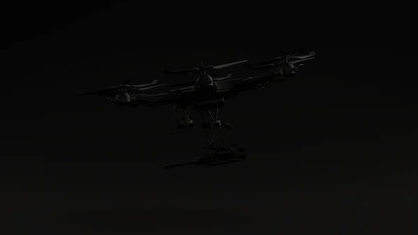 Drone Del Vehículo Aéreo Tripulado Negro Ilustración Render —  Fotos de Stock