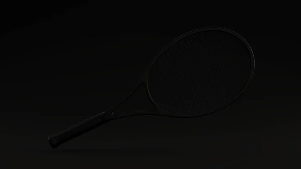 ブラックテニスラケット3Dイラスト 3Dレンダリング — ストック写真