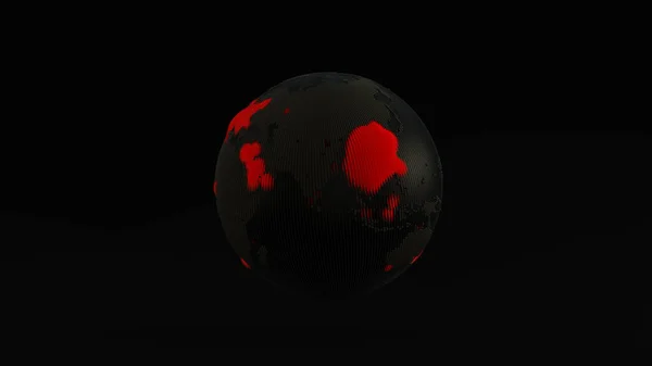 コロナウイルス流行発生球球とスパイクピラミッドからなるアジア3Dイラスト3Dレンダリング — ストック写真