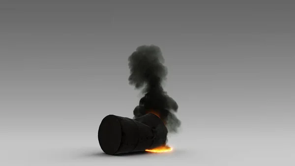 Oljefat Fire Billowing Black Smoke Pollution Klimatförändring Illustration Render — Stockfoto