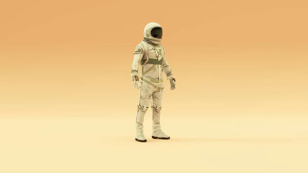 Retro Astronaut Met Zwart Vizier Zilver Wit Ruimtepak Met Lichtgrijze — Stockfoto