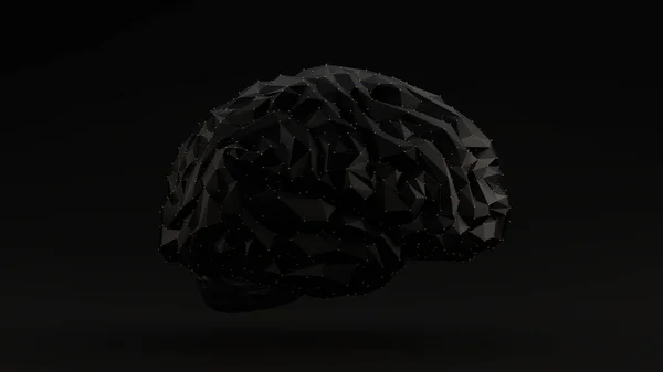 Brain Black Futurisztikus Mesterséges Intelligencia Arany Részletekkel Illusztráció Render — Stock Fotó