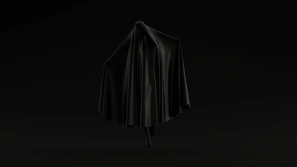 Black Ghost Floating Evil Spirit Front View Illustratie Render — Stockfoto