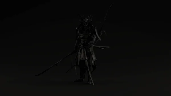 Black Samurai Зроблені Трикутників Polygon Решіткою Black Background Front View — стокове фото