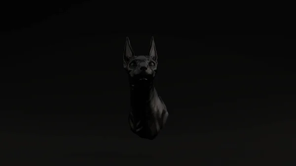 Long Eared Black Cat Bust Sculpture Black Background Illustration Render — Stock Photo, Image