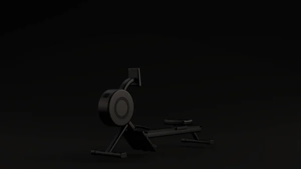 ブラックローイングマシンブラック背景3Dイラスト3Dレンダリング — ストック写真