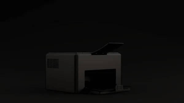 Black Office Printer Desktop Black Background Illustration Render — Stock Photo, Image
