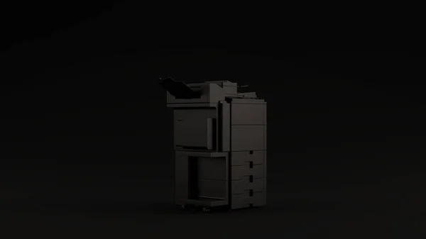 ブラック大オフィスプリンターブラック背景3Dイラスト3Dレンダリング — ストック写真