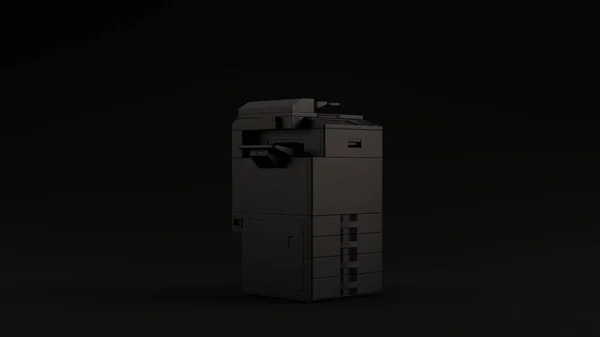 Black Large Office Printer Black Background Illustration Render — Stock Photo, Image