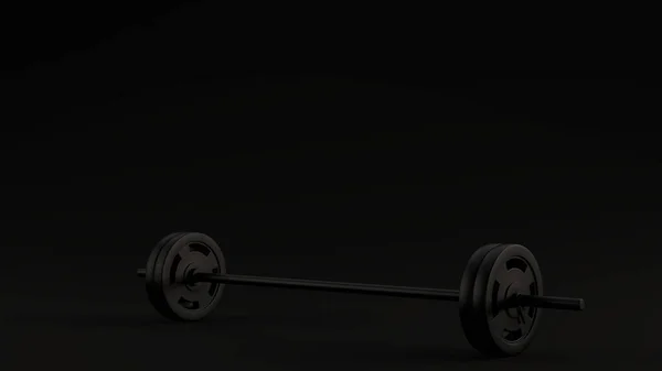 Negro Barbell Fondo Negro Ilustración Render —  Fotos de Stock