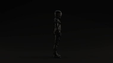 Siyah Retro Astronot Kozmonot Siyah Arkaplan 3D Resim 3D