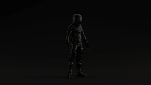 Black Retro Spaceman Astronaut Black Background Render — 스톡 사진