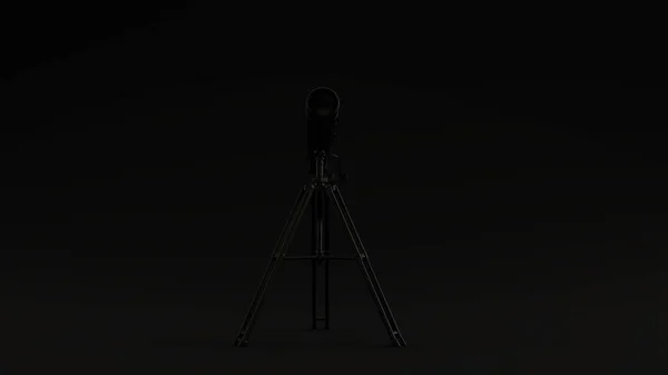 Negro Moderno Telescopio Negro Fondo Ilustración Render — Foto de Stock