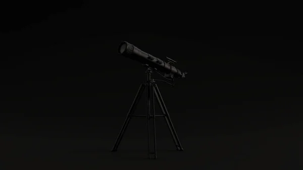 Fekete Modern Teleszkóp Fekete Háttér Illusztráció Render — Stock Fotó