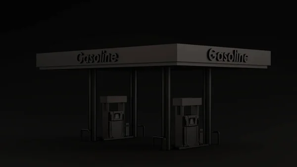 Black Gasoline Station Black Background 3d illustration 3d render