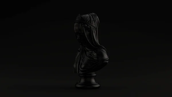 Escultura Busto Mujer Negra Con Fondo Negro Drapeado Ilustración Render —  Fotos de Stock